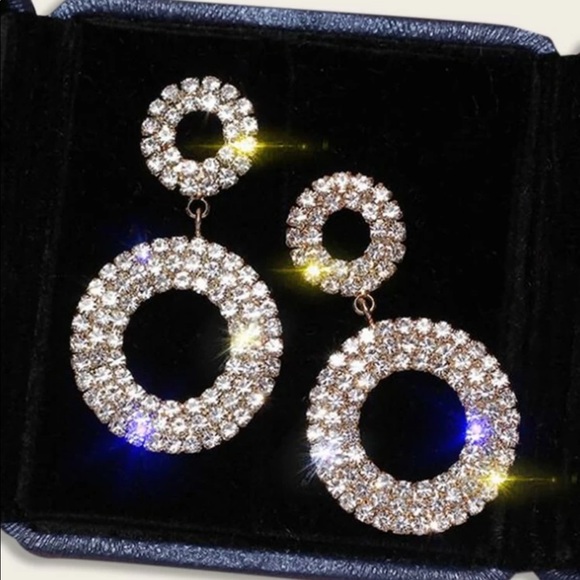 Silver icy bling  hoop earrings - Picture 2 of 2